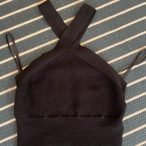 Black Ribbed Halter Top